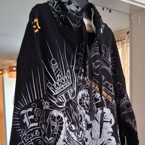 Y2K Ecko Unlimited Hoodie Jacket. All Over Graffiti, New Old Stock XXL